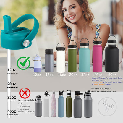 RRegeny Straw Lid for Hydro Flask Wide Mouth 32 40 oz, Lids with Flexible Handle compatible with HydroFlask, Replacement Sports Flex Cap Wide Mouth Top