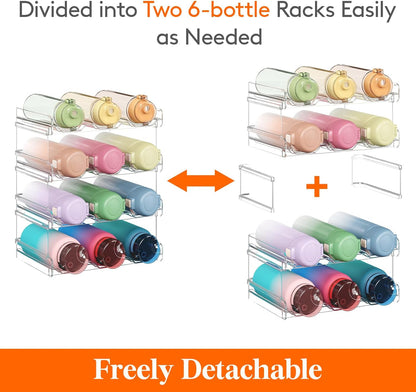 Lifewit 2 Tier Stackable Water Bottle Organizer for Cabinet, Plastic Bottle Holder Fits 6 Bottles/Tumblers up to 3.8" Diameter for Pantry/Countertop/Cupboard, 28 x 19 x 15 cm/11 x 7.5 x 5.7"