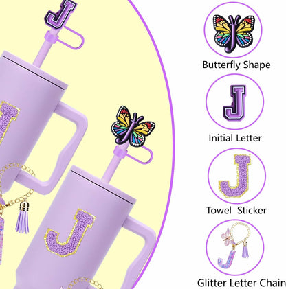 7pcs Cup Accessories for Stanley 30/40oz Tumbler, Handle Strap, Straw Cover, Silicone Boot, Letter Charm Stickers