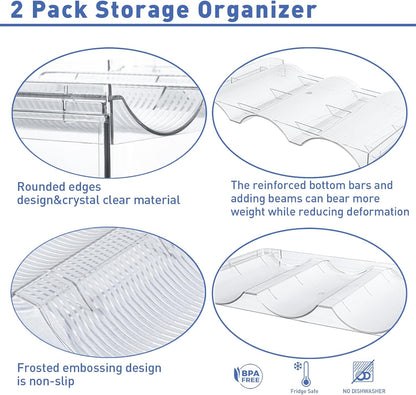 Stackable Water Bottle Organizer for Cabinet, Plastic Bottle Holder Designed for Starbucks Studded Tumblers up to 40oz, Plastic Cup Holder&Wine Rack for Pantry,Cupboard- 2 Layers Hold 6 Bottles