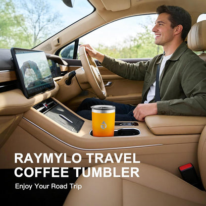 RAYMYLO Insulated Travel Coffee Tumbler 20oz, Detachable & Spill-Proof Slider Lid for Thorough Clean, Stainless Steel Reusable Coffee Mug with Lid Fits Most Car Cup Holder & BPA Free