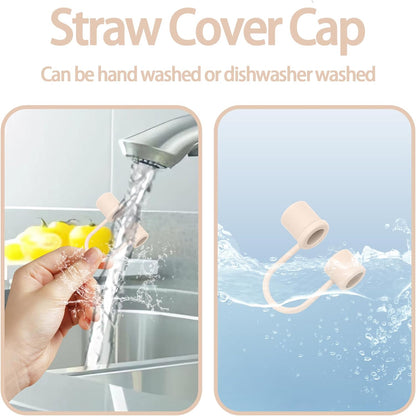 6PCS Silicone Straw Covers Cap Compatible with Stanley Cup 30&40oz Tumbler with Handle 10mm Straw Toppers，Straw Tips Lids Dust-Proof Reusable for Stanley Cup Accessories (White)