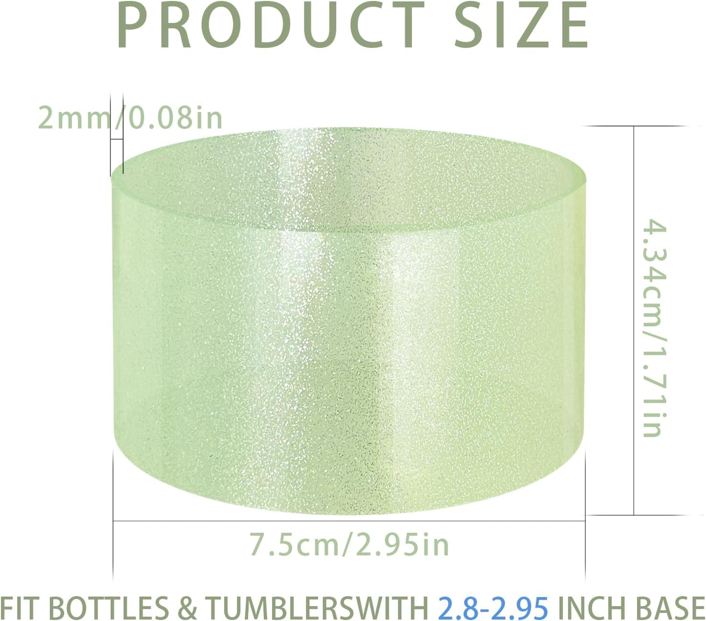 Jelly Luster Glitter Silicone Transparent Boot for Stanley 20-40oz, Compatible with Hydro Flask or Other Water Bottle Tumbler, 2.85-3.0 inch Protective Anti-Slip Bottom Sleeve Cover