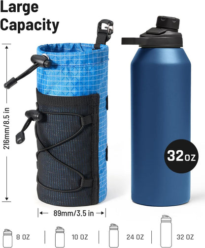 Large Water Bottle Holder Pouch Bag, Backpack Water Bottle Holder Mesh Bag Carrier Fits for 10-32oz Bottles, Heavy-Duty Water Bottles Holder Accessories for Hiking, Sports, Travel, Outdoor