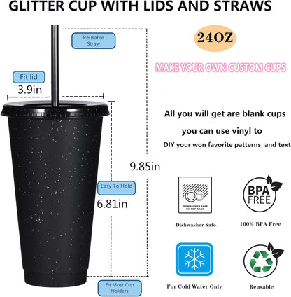 Suertestarry Tumbler with Straw and Lid,Water Bottle Iced Coffee Travel Mug Cup,Reusable Plastic Cups,Perfect for Parties,Birthdays,24oz-5 Pack (Rainbow, 5pack)