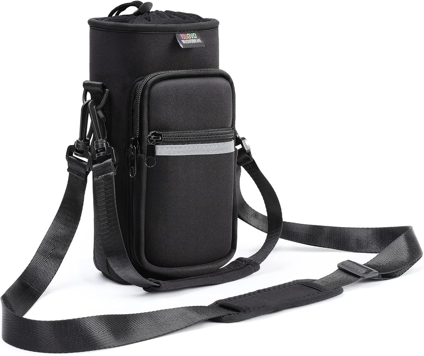 Nuovoware Water Bottle Carrier Bag,25oz/40oz/64oz Bottle Pouch Holder,Adjustable Shoulder Hand Strap 2 Pocket Sling Neoprene Sleeve Sports Accessories for Hiking Travelling Camping