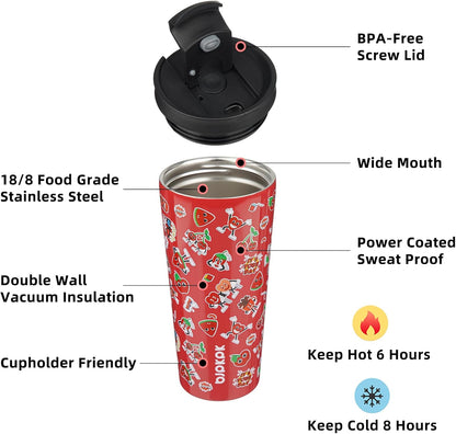 BJPKPK 22oz Insulated Tumbler With lid And Straw Stainless Steel Tumblers Travel Coffee Mug Reusable Thermal Cup,Sky