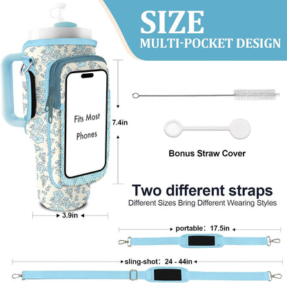 Stanley Carrier Bag for Stanley 40oz/30ozTumbler with Phone with 2 Adjustable Strap,3 Pockets Bottle Stanley Cup Carrier Bag & Case,Accessories for Hiking Travelling