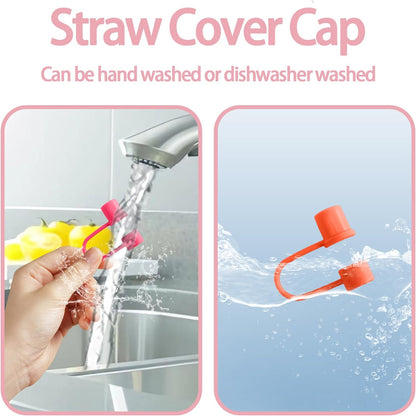 6PCS Silicone Straw Covers Cap Compatible with Stanley Cup 30-40 oz Tumbler with Handle 10mm Straw Toppers，Dust-Proof Reusable Straw Cover for Stanley Cup Accessories (Black)