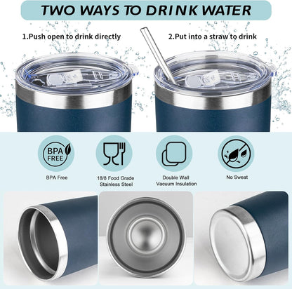 20oz Tumbler with Straw and Brush, Stainless Steel Vacuum Insulated tumbler, Double Wall Insulated Coffee Tumbler for Outdoor, Home, Travel,Office (Buff,1pcs)