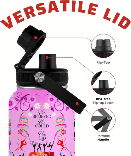 Pickleball Water Bottle 32oz Stainless Steel Insulated Vaccum with Lid, Pickleball Gifts for Pickleball Players, Pickleball Lovers, Women Girls Ladies