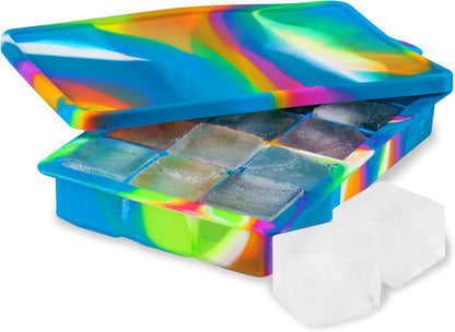 Host Ice Cube Tray, Makes Four 5-Inch Long Cubes, Durable Silicone Trays with Easy Release Design, Perfect for Water Bottles and Highball Glasses, Home Bar Accessories, Set of 1, Marble