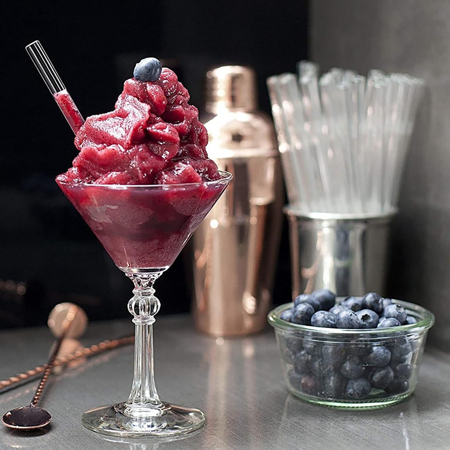 Reusable Glass Straws Shatter Resistant Clear, Skinny Glass Straw Bent Thin for 16 oz Cups Tumblers 9 inch 8mm