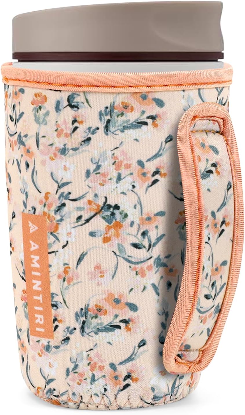 Cute Sleeve for Owala Coffee Tumbler, Neoprene Cover with Handle for Owala SmoothSip Slider, Scratch Resistant Coffee Mug Sleeve for Women to Office, Workout, Coffee Break. (Coffee Break)