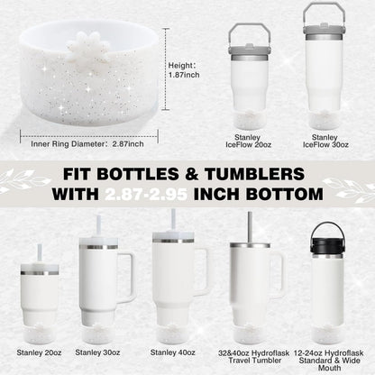 Hpbel Protective Silicone Boot for Stanley Cup Accessories Compatible with Stanley Cup Boot 40/30z and More Bottles with 2.95in Bottom for Water Bottle Flower Tumbler Accessories