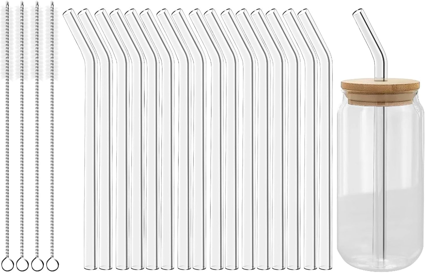 Lazycorner 16 Pcs Metal Straw Reusable 8.5" 10.5" 6mm Stainless Steel Straws for Tumblers 20oz-32oz, Rainbow Drinking Straws with Silicone Tips, 4 Straw Cleaner Brush, 1 Travel Case