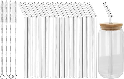 Lazycorner 16 Pcs Metal Straw Reusable 8.5" 10.5" 6mm Stainless Steel Straws for Tumblers 20oz-32oz, Rainbow Drinking Straws with Silicone Tips, 4 Straw Cleaner Brush, 1 Travel Case