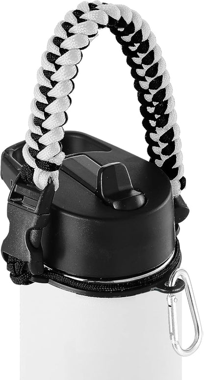 IRON °FLASK Paracord Handle - Fits Wide Mouth Water Bottles - Durable Carrier, Secure Accessories, Survival Strap Cord, Safety Ring, and Carabiner - Seven Core Paracord Bracelet