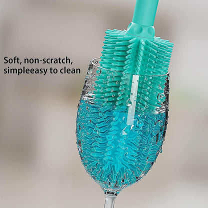 Long Silicone Bottle Cleaning Brush | 2 Pack| 16”+13”Water Bottle Brush Cleaner Brush for Hydro Flask,Glassware,Vacuum Sports Bottle&Vases,Silicone Water Bottle Cleaner Brush for Narrow Neck