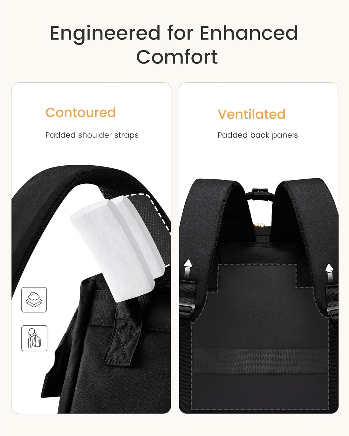 LOVEVOOK Laptop Backpack for Women with Giant Tumbler Holder Pocket,15.6 inch Waterproof Travel Backpack Purse Computer Laptop Bag,Professional Work College Nurse Teacher Backpack Casual Daypack,Black