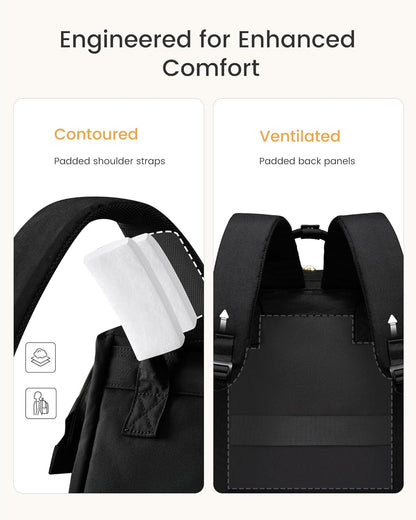 LOVEVOOK Laptop Backpack for Women with Giant Tumbler Holder Pocket,15.6 inch Waterproof Travel Backpack Purse Computer Laptop Bag,Professional Work College Nurse Teacher Backpack Casual Daypack,Black