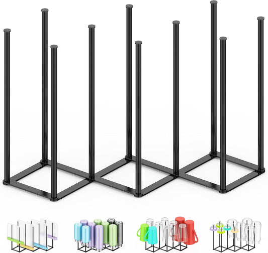 Collapsible Bottle Drying Rack, Foldable Baby Bottle Drying Rack, Portable Drainer Stand Holder for Water Bottles, Cup, Reusable Silicone Bag, Cutting Board (Black)