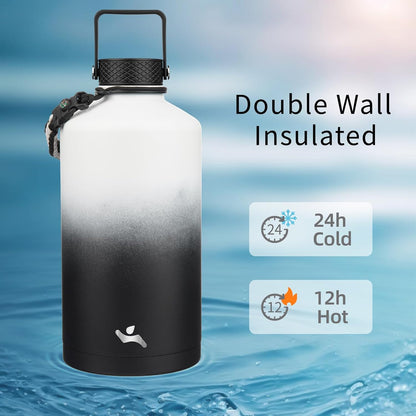 Konokyo 22oz Stainless Steel Bottles with 3 Lids Sport Insulated Water Bottle,Mint