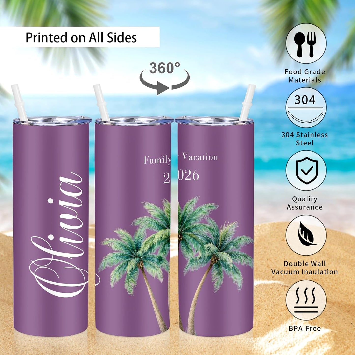 Girl Trip Gifts for Women, Personalized Girls Trip Tumblers with Name Text, Custom Beach Tumbler, Road Trips Vacation Cruise Cup with Lid and Straw, Bachelorette Party Girl Weekend Gift For Friend