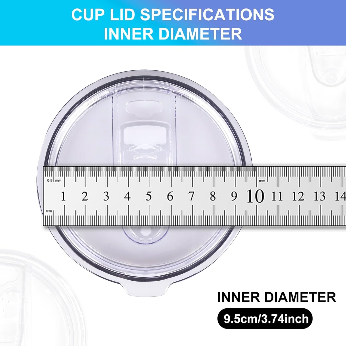 2 Replacement Lids for Stainless Steel Tumbler Travel Cup - Fits OF Inner diameter 3.7 to 3.74 INCH Yeti Rambler and others (Transparent) (30 OZ)