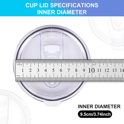 2 Replacement Lids for Stainless Steel Tumbler Travel Cup - Fits OF Inner diameter 3.7 to 3.74 INCH Yeti Rambler and others (Transparent) (30 OZ)