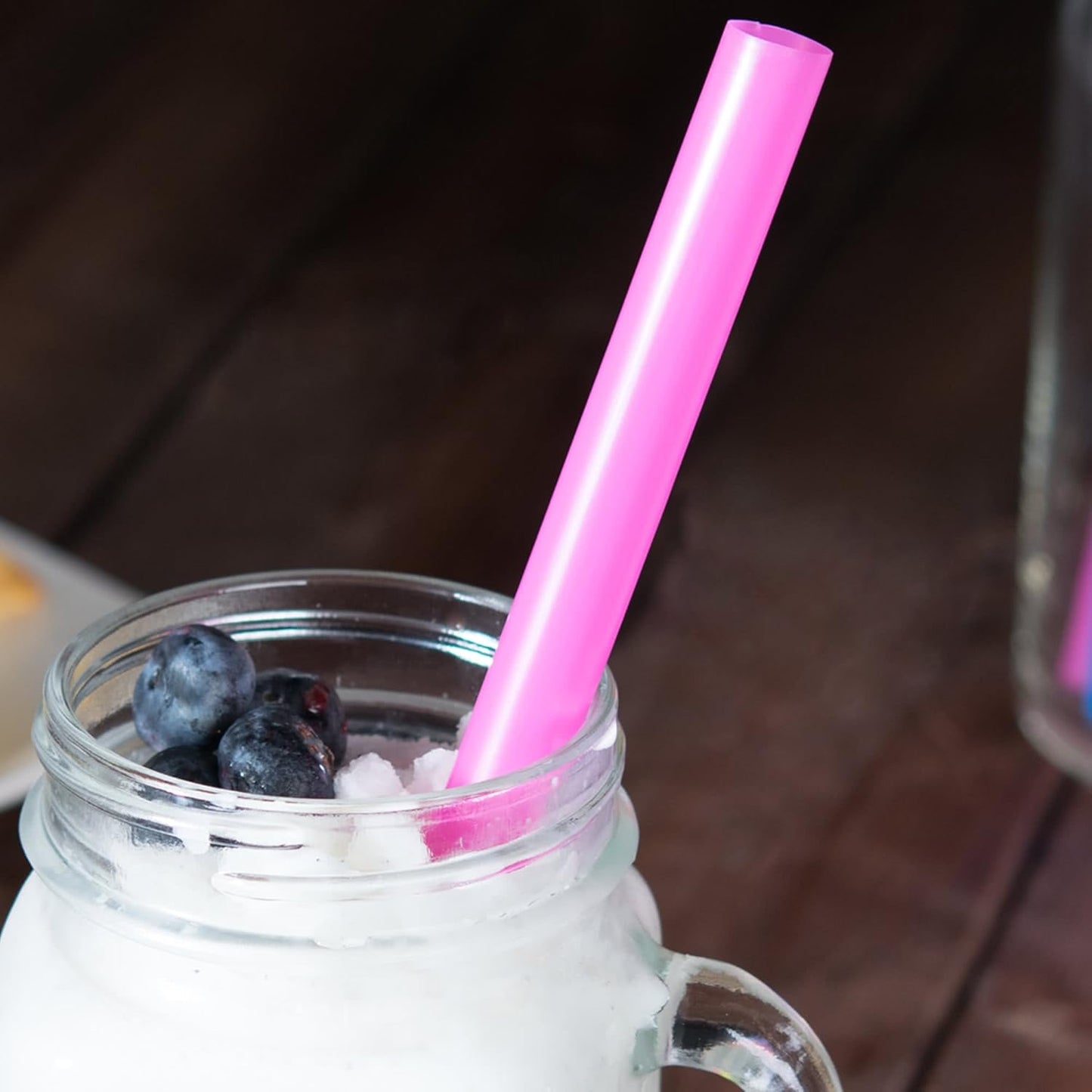 ALINK 100 Extra Large Plastic Bubble Tea Smoothie Straws, 1/2" Wide X 8 1/2" Long Jumbo Boba Straws for Milkshakes, Milk Tea, Slush, Juice, Party