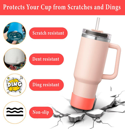 KTKUDY 2Pcs Silicone Boot for Stanley Quencher Tumbler 30 oz 40 oz & IceFlow 20 oz 30 oz & Fit Owala Freesip Water Bottle & Fit Hydro Flask & More - Cup Bottom Accessories Fit Stanley Cup