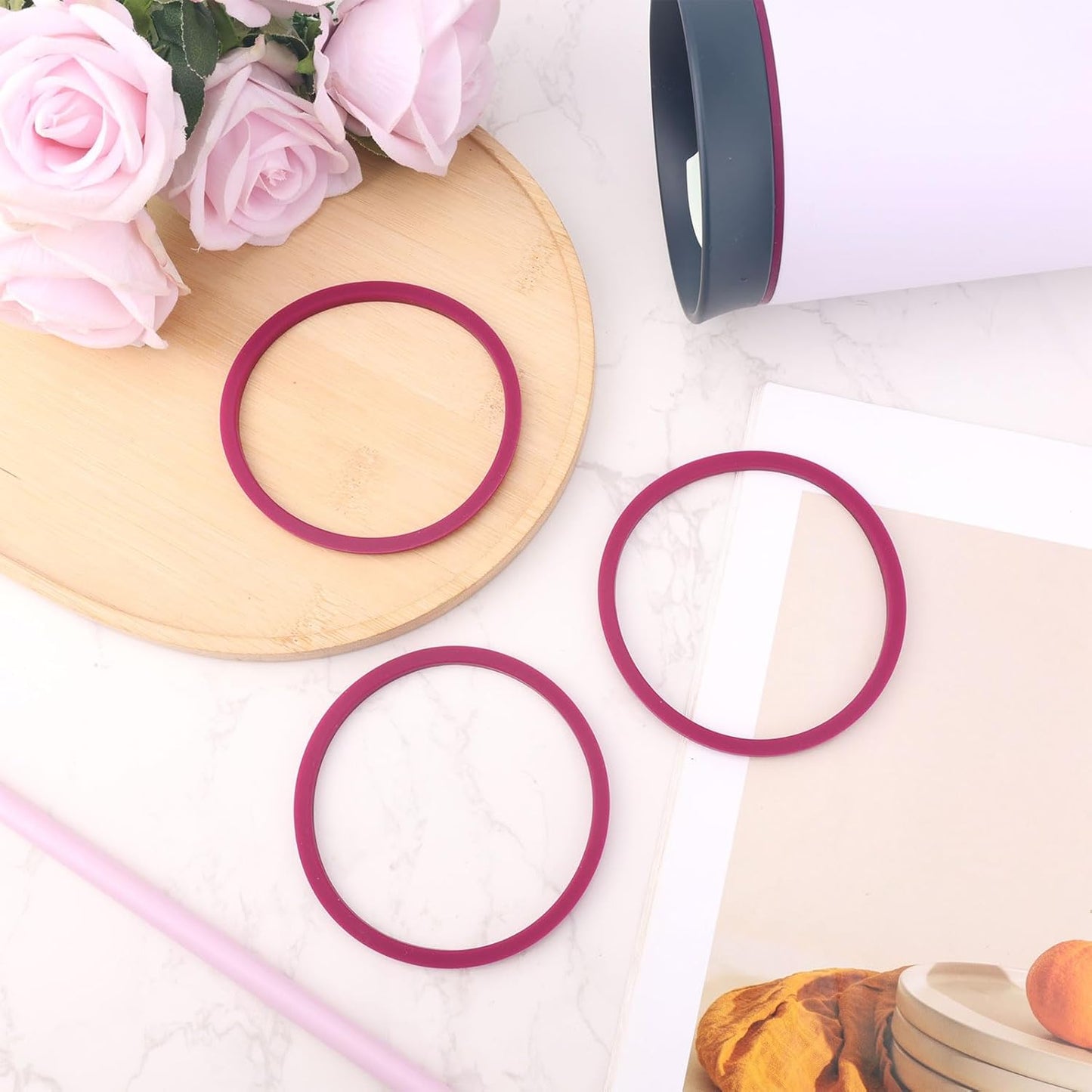 BOXOB 4pcs Gasket Replacement for Owala 40oz Tumbler, Silicone O Ring Water Bottle Ring Seal Lid Gasket Replacement Parts Accessories Compatible with Owala 40oz Stainless Steel Cup (Grey)