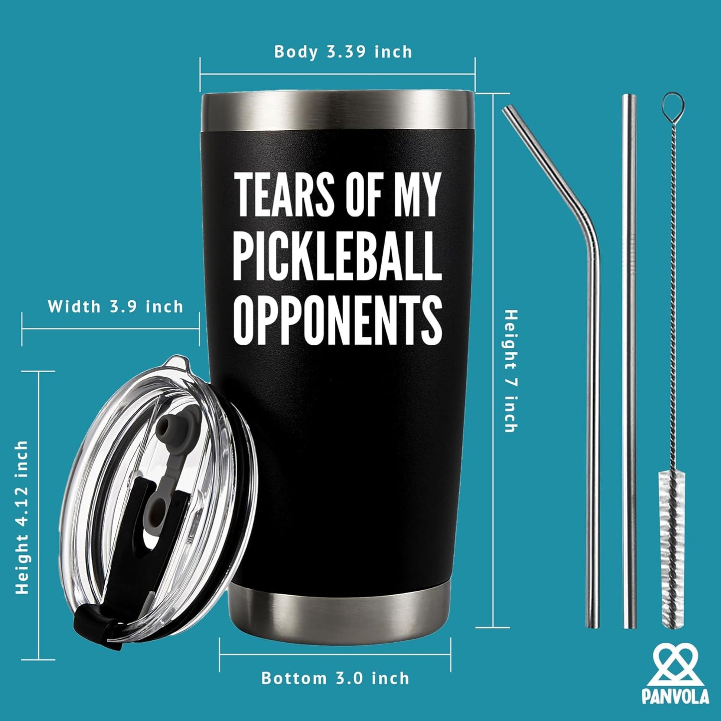 Panvola Tears of My Pickleball Opponents Tumbler Sports Player Coach Gifts Vacuum Insulated Stainless Steel Tumbler With Removable Lid And Straw (30 oz)