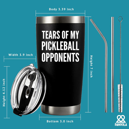 Panvola Tears of My Pickleball Opponents Tumbler Sports Player Coach Gifts Vacuum Insulated Stainless Steel Tumbler With Removable Lid And Straw (30 oz)