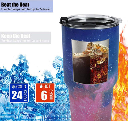 SYACOT 30oz Tumbler Double Wall Stainless Steel Vacuum Insulated Travel Mug with Splash-Proof Lid Metal Straw and Brush