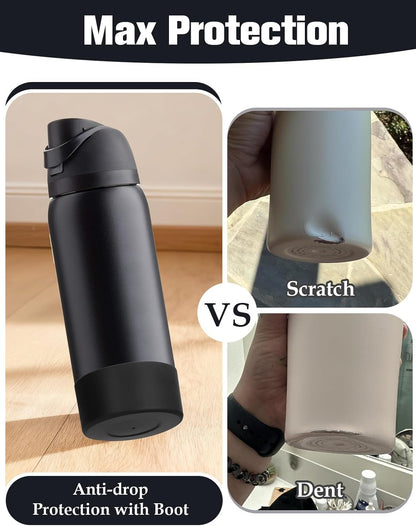 Mity rain 2PCS Silicone Boot for Owala Water Bottle 24 oz 32 oz, Anti-Slip Protective Sleeve Bottom Bumper Protector for FreeSip Stainless Steel Water Bottles Accessories