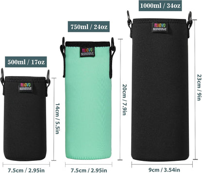 Nuovoware Water Bottle Carrier Bag, Premium Neoprene Portable Insulated Water bottle Sling Holder Bag 500ml/750ml/1000ml with Adjustable Shoulder Strap for Men Women Hiking, Sling Bottle Bag Case