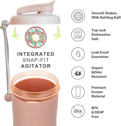 Shaker Bottle for Protein Mixes，24 oz，Protein Shaker Bottles with Whisk Ball, Mixer Bottle, Protein Bottle,Portable Pre Workout Whey Protein Drink Shaker Cup，Pink