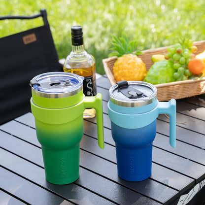 BJPKPK Tumbler With Handle And Straw Lid 40 oz Stainless Steel Insulated Coffee Tumbler Cups For Home, Office or Car,Turquoise