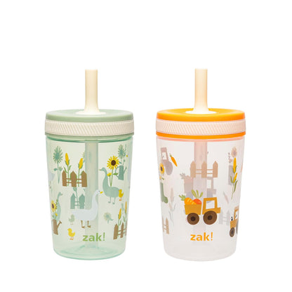 Zak Designs 15oz Bluey Kelso Tumbler Set, Leak-Proof Screw-On Lid with Straw Made of Durable Plastic and Silicone, Perfect Bundle for Kids, 2 Count (Pack of 1) - Colors A