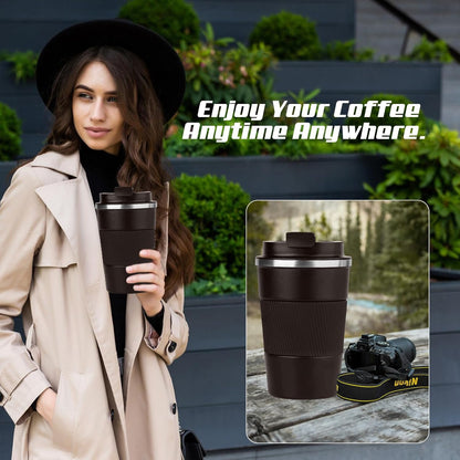 SPLMIFA Vacuum-Insulated Stainless Steel Travel Coffee Mug, Leak-Proof Reusable Coffee Cup with Lid - Keep Hot & Cold Drinks for Hours, Durable Insulated Tumbler for Men & Women(3rd-Black, 12OZ)