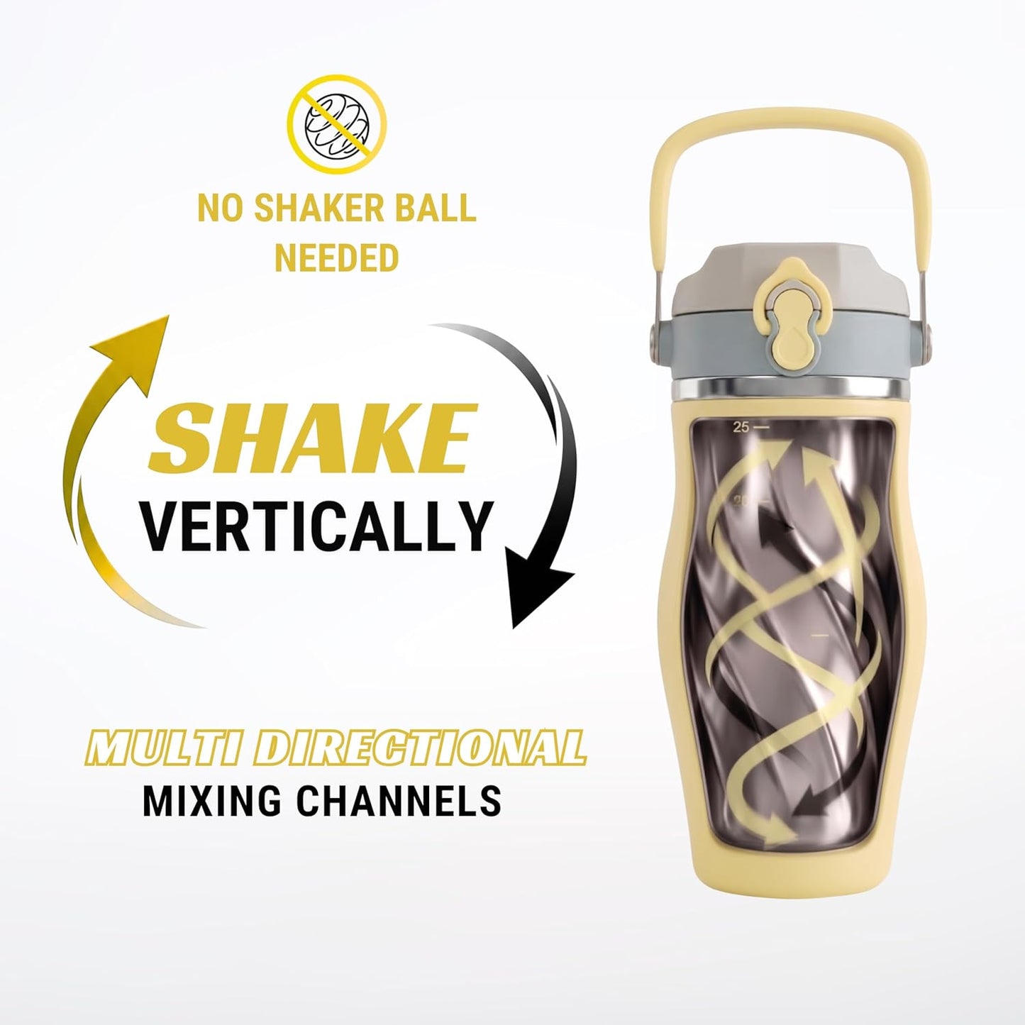 Earth Stone - 24oz Insulated Protein Shaker Bottle - Medical-Grade 316 Stainless Steel - Patent-Pending Clump-Free Design - Odor Proof & Leak-Proof Metal Blender Cup