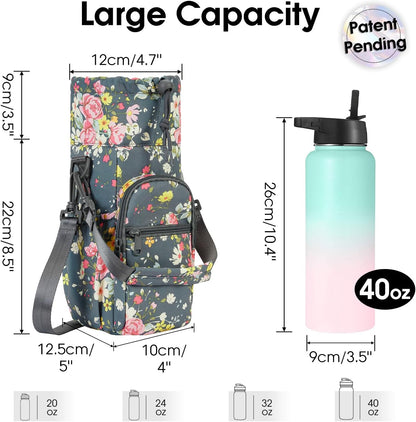 sportsnew Water Bottle Holder 40oz Crossbody Insulated Cup Sleeve Water Bottle Carrier Sling Bag with Phone Pocket, Walking