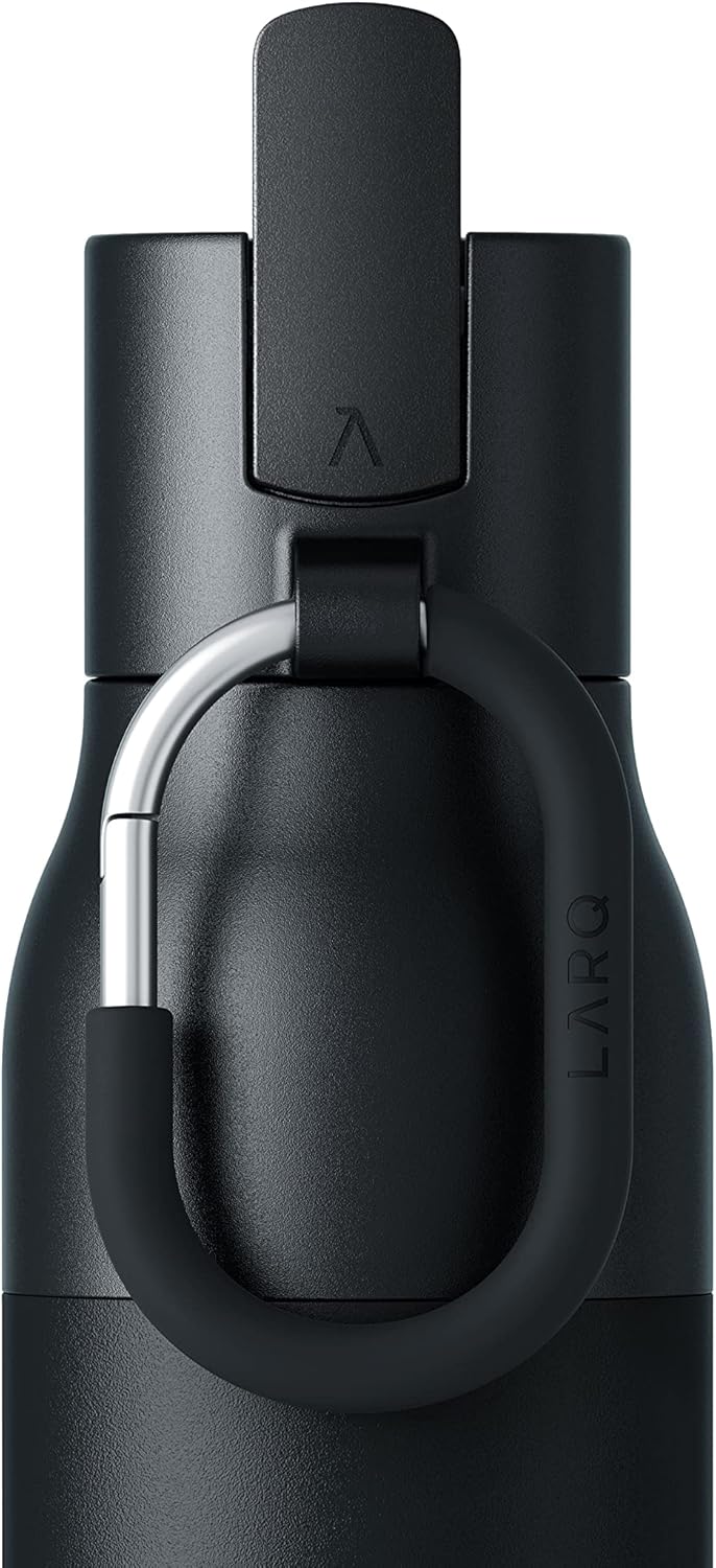 LARQ Bottle Filtered – Insulated Stainless Steel Water Bottle with Filter Straw, Removes Chlorine, PFAS Lead, BPA-Free Leak Proof Flip Top, 24h Cold for Travel Gym Office, 25 oz, Obsidian Black