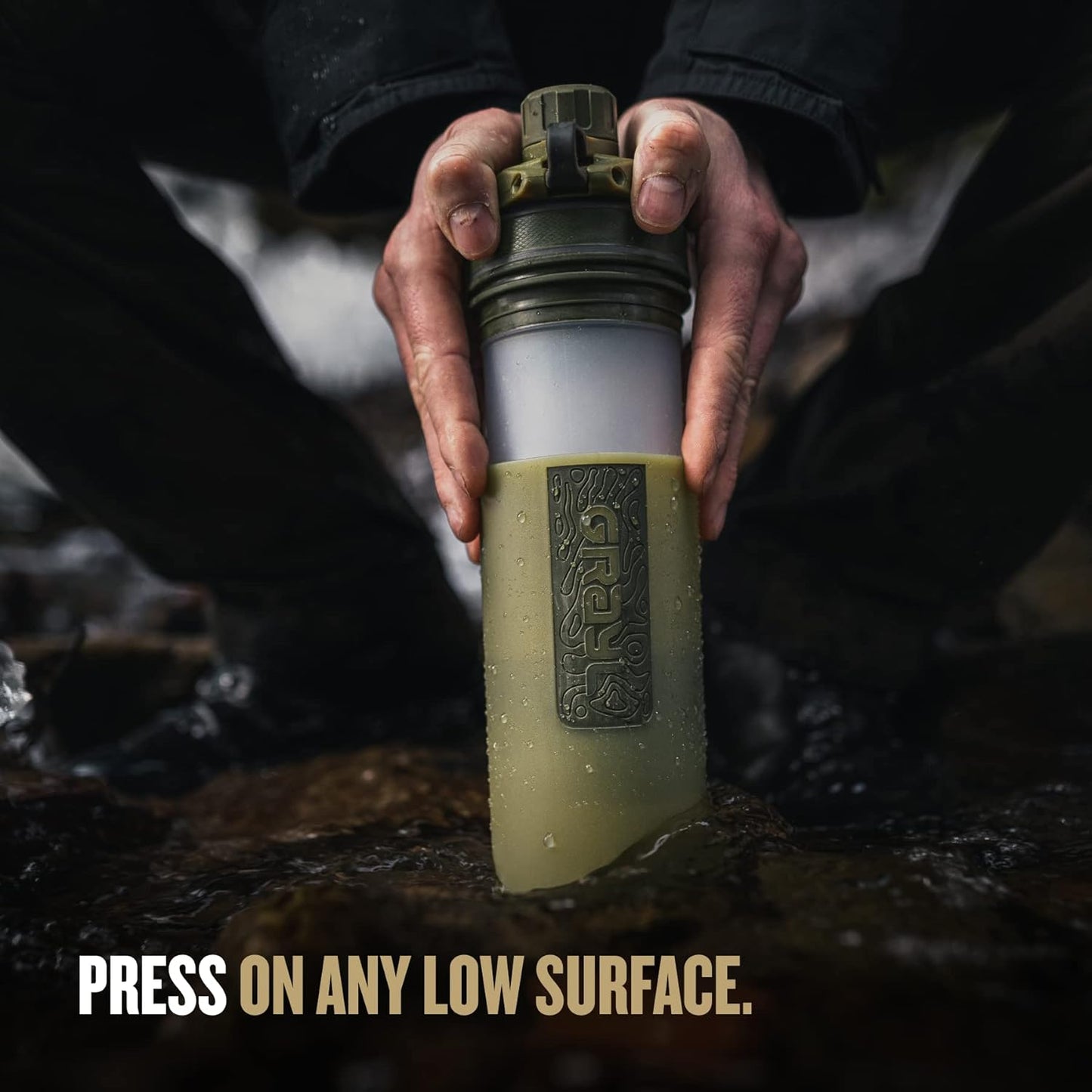 GRAYL GeoPress 24 oz Water Purifier Bottle - Filter for Hiking, Camping, Survival, Travel (Bali Blue)