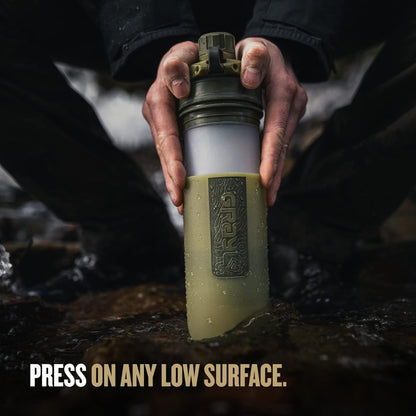 GRAYL GeoPress 24 oz Water Purifier Bottle - Filter for Hiking, Camping, Survival, Travel (Bali Blue)