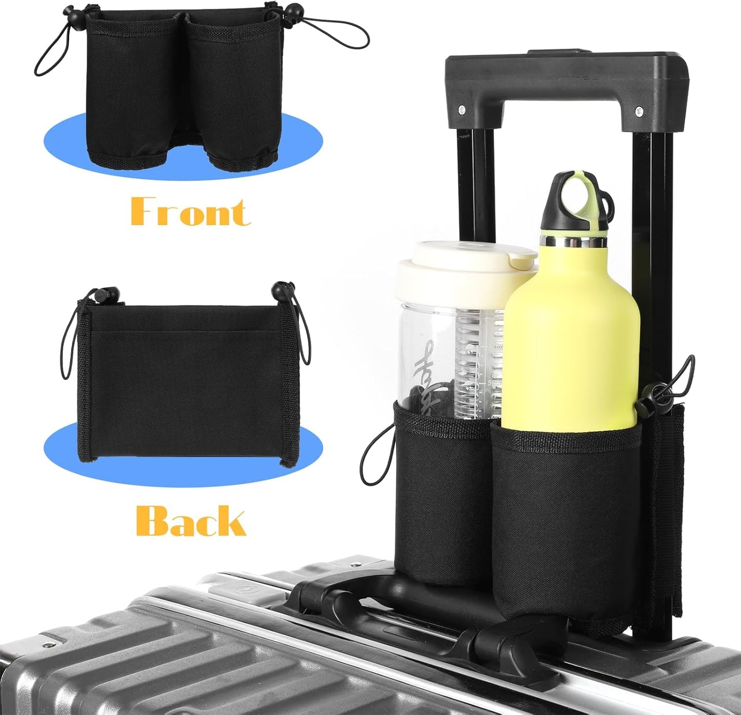 Luggage Travel Cup Holder Free Hand Drink Carrier Carry on Beverage Cup Holder Attachment Fits Roll on Suitcase Handles Business People, Travel Essentials