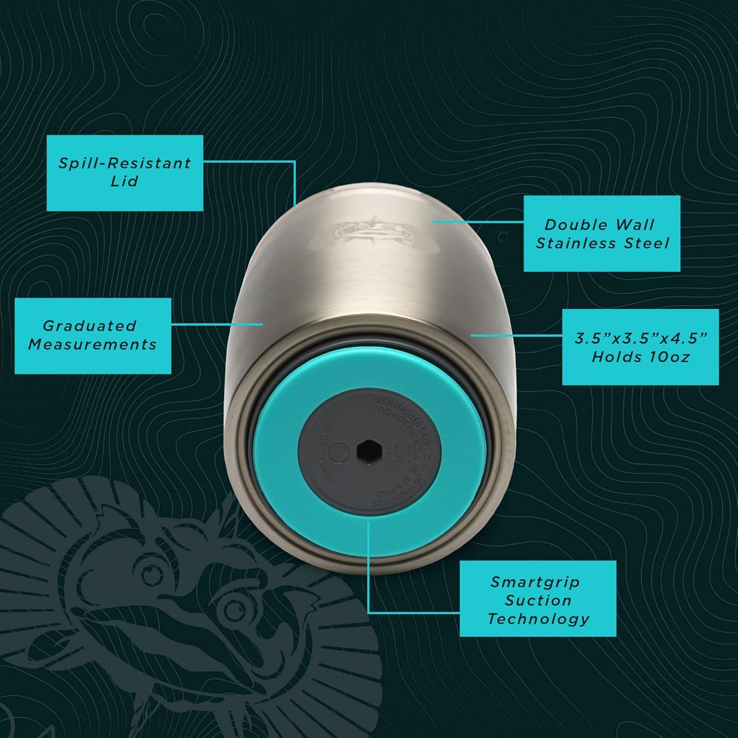 Toadfish Non-tipping 10oz Double Wall Insulated Stainless Steel Rocks Tumbler w/ East Slide Lid - Graphite