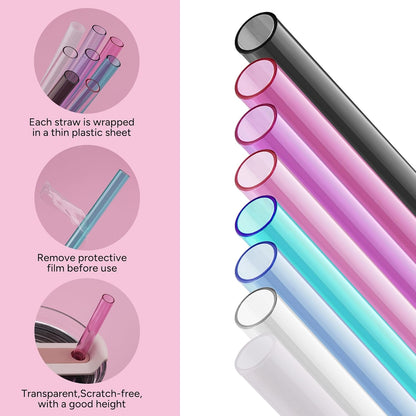 Replacement Straw Compatible with 40 oz Stanley Quencher Tumbler, 12 Inch Extra Long Reusable Plastic Straws for 40 Oz Cup,Clear-6 Pack